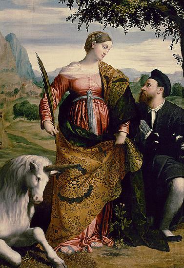 MORETTO da Brescia Saint Justina with the Unicorn Spain oil painting art
